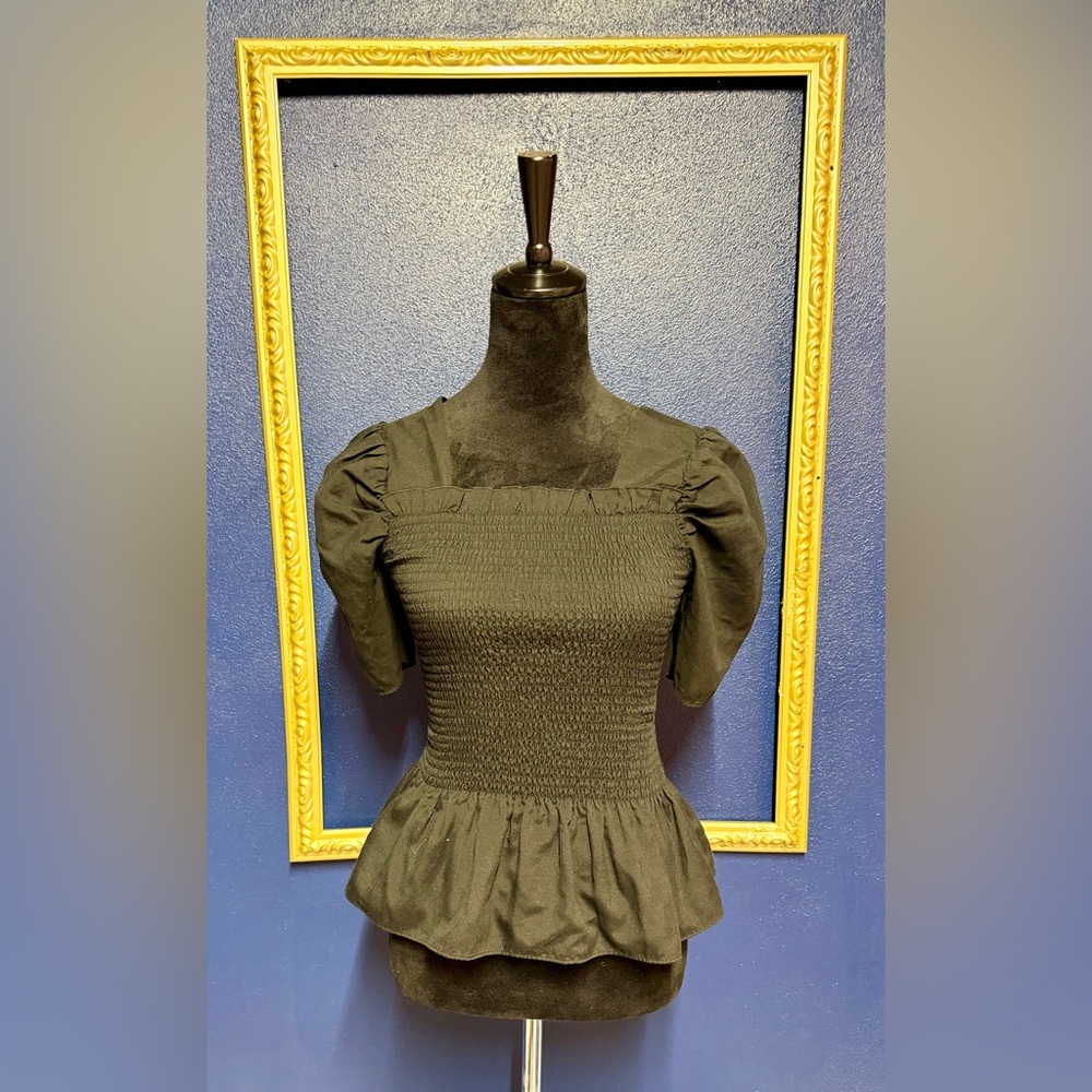 Black Smocked Blouse